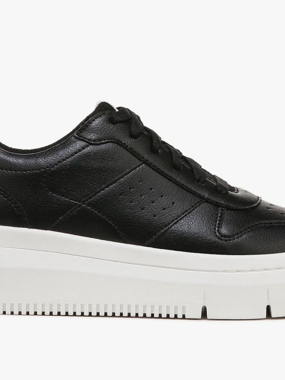 Dr. Scholl's Black Faux Leather Low-Top Sneakers with 2-inch White Platform